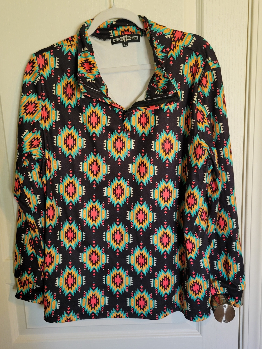 Rowdy Crowd Black Aztec Quarter-Zip Pullover - Multicolor